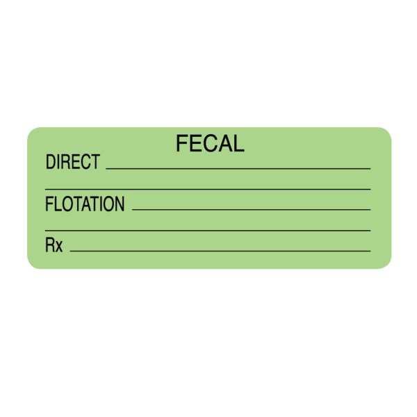 Label, Fecal 2-1/4" x 7/8" Flr Green w/Black